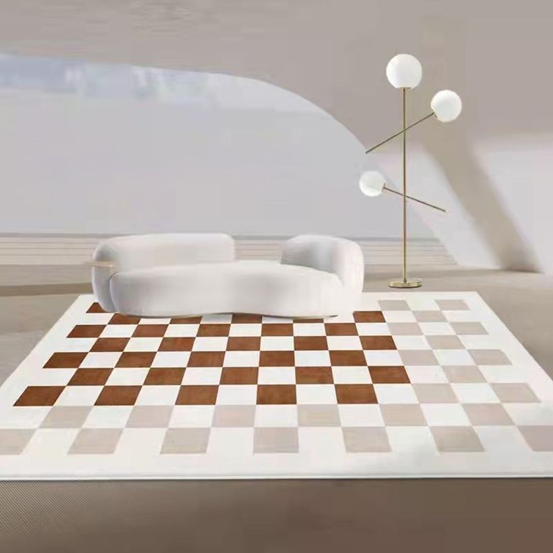 Modern Geometric Pattern Rug Black Polyester Area Carpet Non-Slip Backing Rug for Home Decor