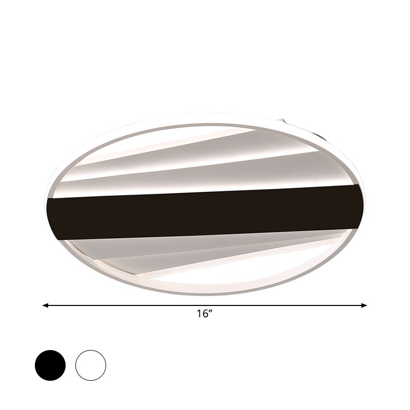 Lampada da incasso a geometria metallica Minimalismo Illuminazione a LED nera/bianca con montaggio a incasso in luce calda/bianca, 16"/19,5" W