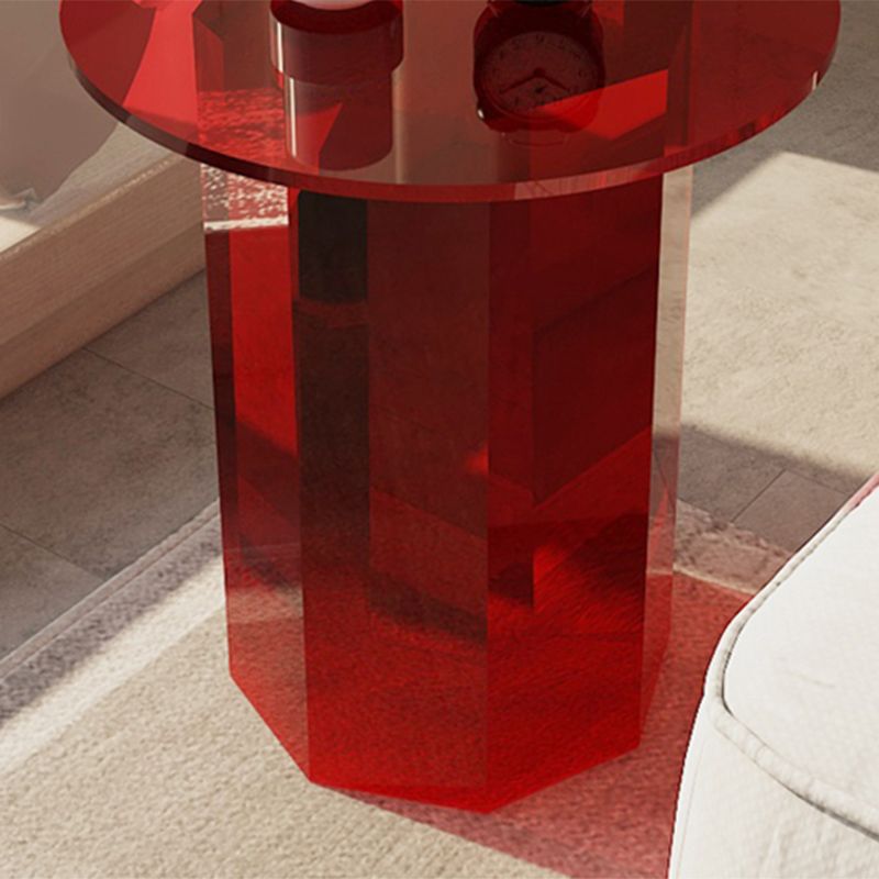 Glam Accent Side Table Living Room Plastic Pedestal Round Corner Table