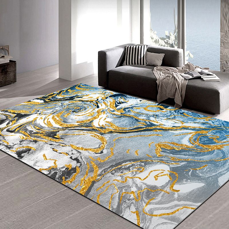 Trendy Watercolor Printed Area Rug Modern Rectangle Carpet Friendly Washable Rug for Living Room