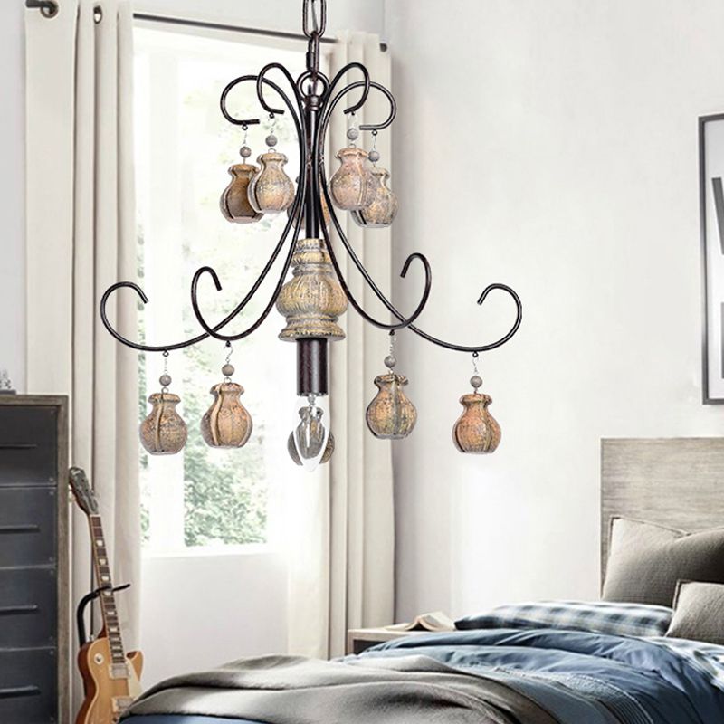 Lampada sospesa per camera da letto tradizionale tradizionale lampadina singola lampadario nero a sospensione