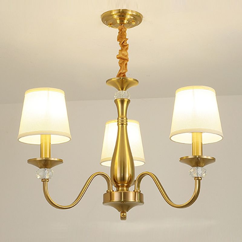 Barrel Chandelier Lighting Fixtures Traditional Suspension Light with Fabric Shade for Living Room