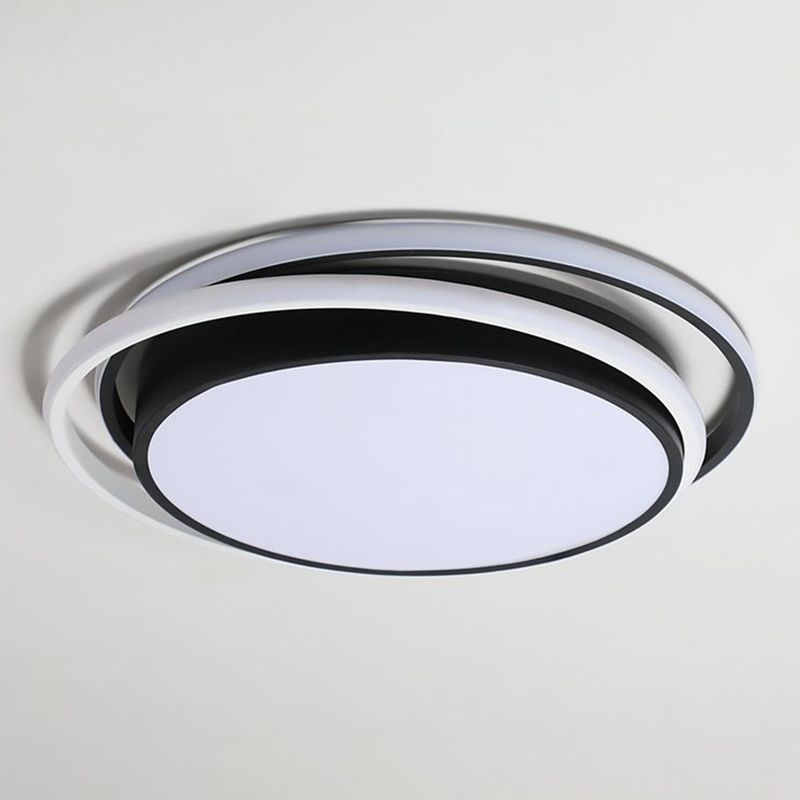 Circulair Flush Plafond Licht Hedendaagse Acryl Slaapkamer LED Flush Mount Verlichting Fixture in Zwart