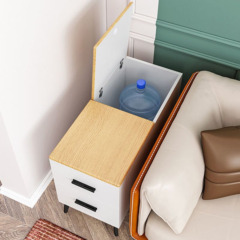 Rectangular Wood End Table 4 Legs 2-Drawer Side Table - 23.23" H