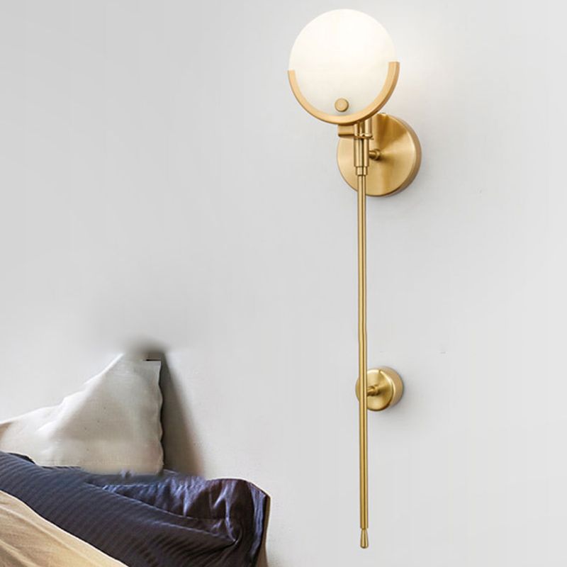 Single Golden Modern Wall Mounted Sconce Shaded Wall Light for Foyer