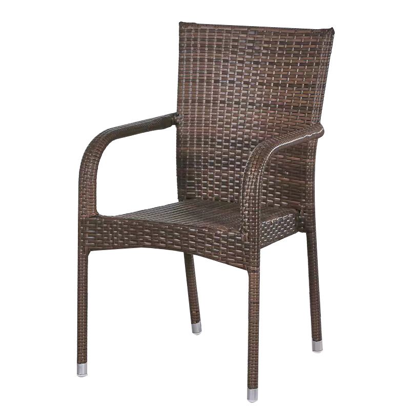Tropical Dark Brown Indoor/ Outdoor Arm Chair in Faux Rattan