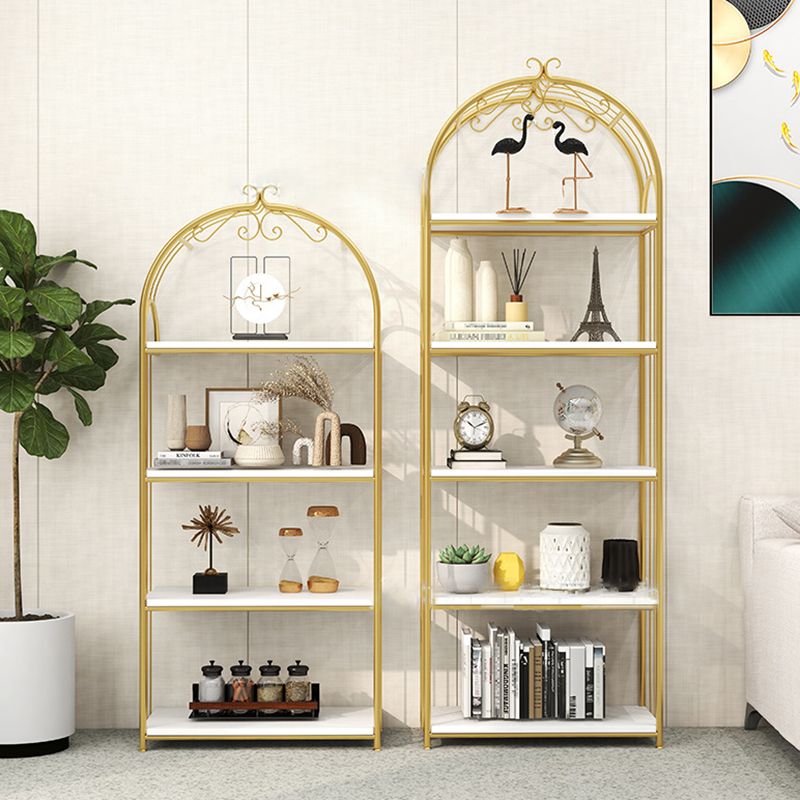 Glam Open Vertical Bookshelf Metal Etagere Shelf Bookcase for Home