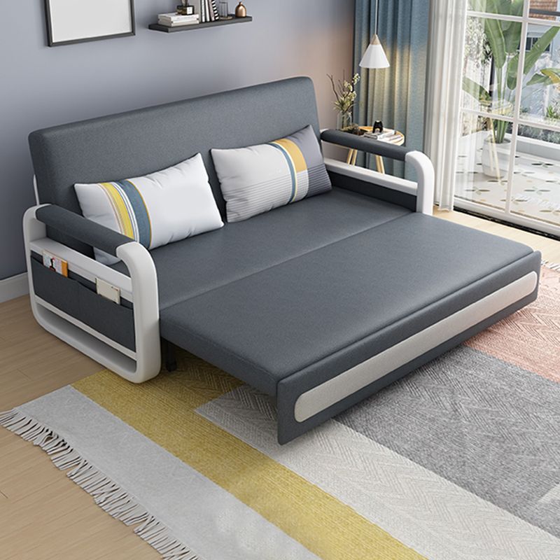 Gray Faux leather Sofa Bed 33.46" Wide Square Arm Sleeper Sofa