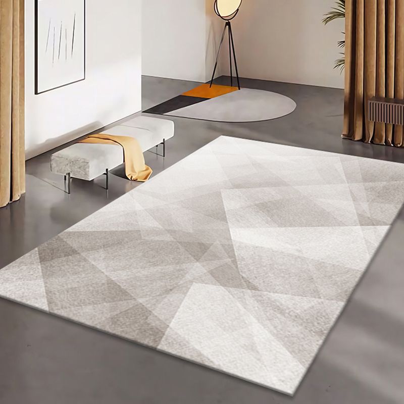 Grey Modern Rug Polyester Pattern Rug Stain Resistant Rug for Living Room