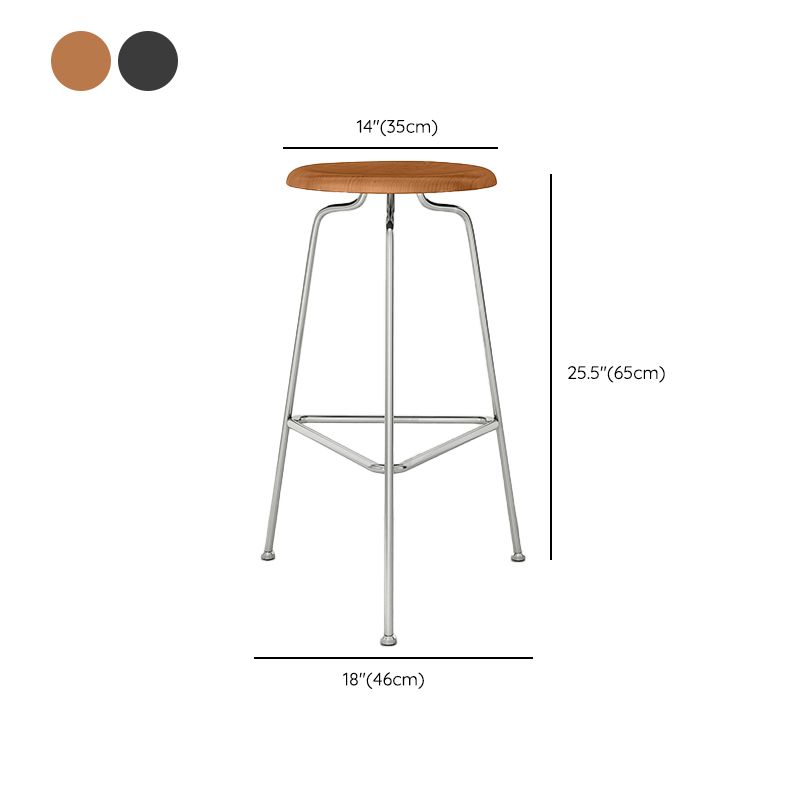 Contemporary Armless Round Backless Bar Stool with Metal Base