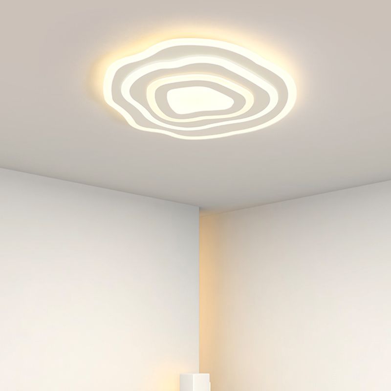 Geometría blanca LED integrado instalado en la moderna y sencilla lámpara de techo de hierro lacado de pantalla de acrílico