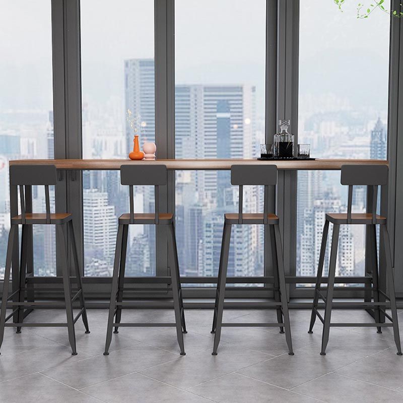 Rectangle Pine Wood Counter Table Industrial Bar Table for Dining Room