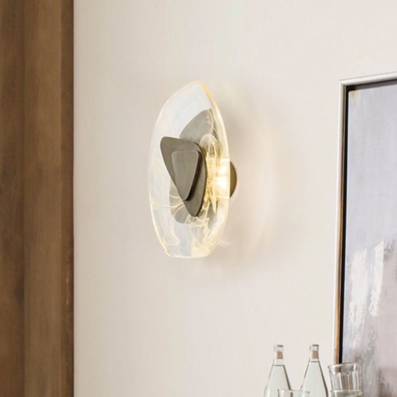 Geometric Crystal Wall Light Simple LED Dining Room Wall Sconce Lighting in Black/Brown/Gold, Warm/White Light