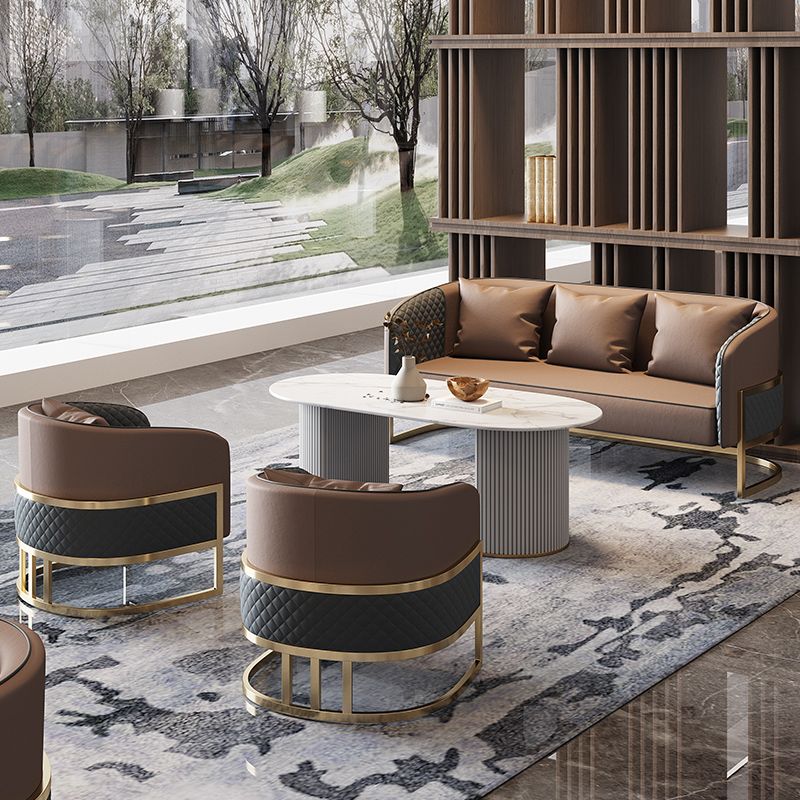 27.55" Wide Faux Leather Sofa Modern Tuxedo Arm Sofa with Tight Back