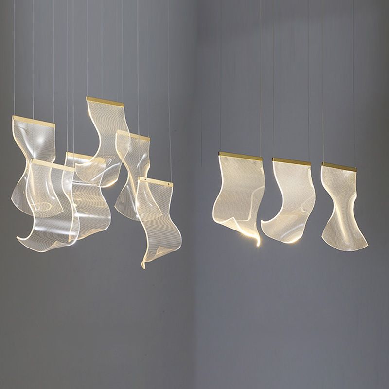 Paper Hanging Light Fixtures Modern Simple Acrylic Ceiling Pendant for Stairwell