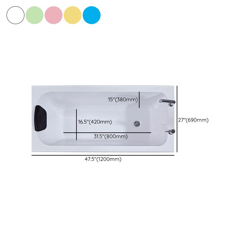 Matte Finish Acrylic Rectangular Bathtub Modern Soaking Freestanding Tub