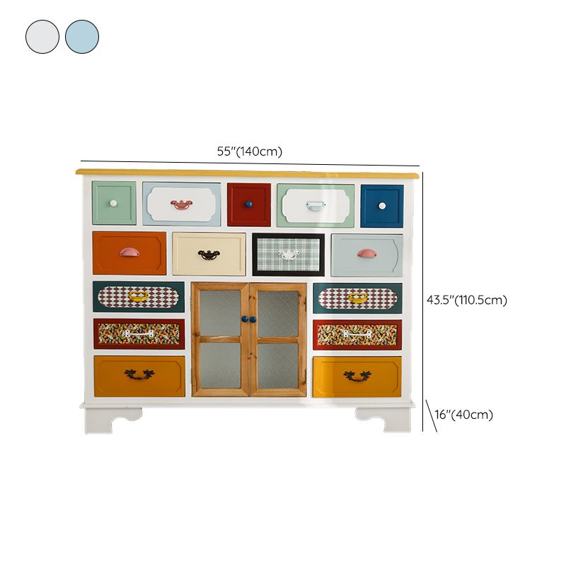 Coastal Storage Chest Dresser Manufactured Wood Dresser with Drawers and Doors