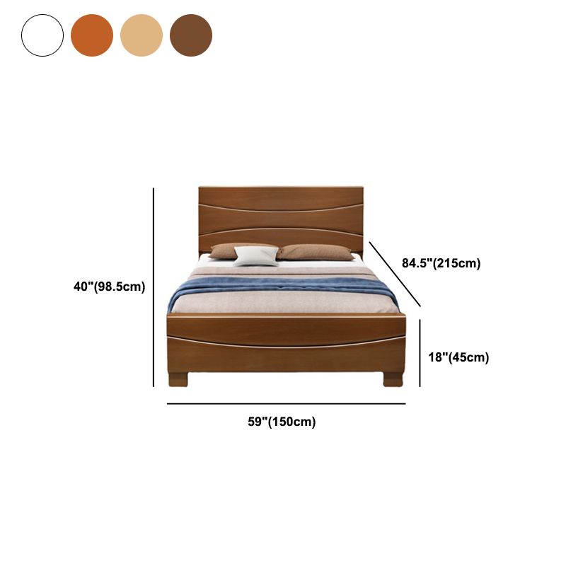 Traditional Panel Rectangular with Headboard Pine Wood Panel Bed