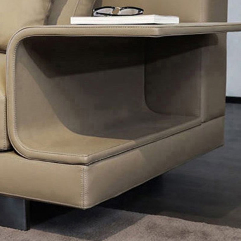 Scandinavian Light-grey Loose Back Square Arm Living Room Seating