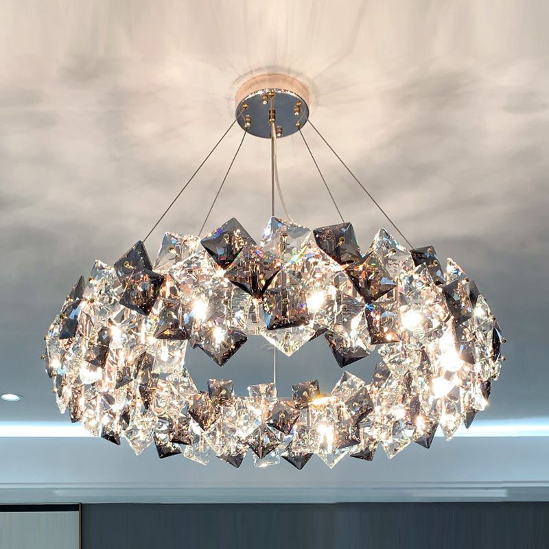 Luci a sospensione geometrica Modern Crystal Crystal Crystal Apparecchiatura di illuminazione in grigio