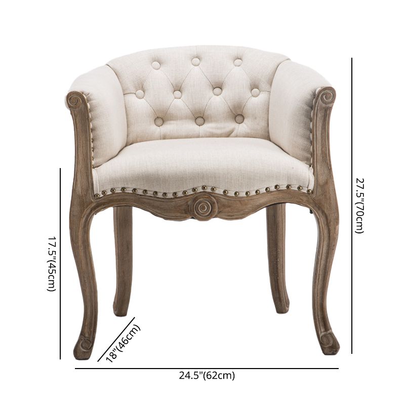 Upholstered Dining Arm Chair Tufted Dining Armchairs with Rubberwood Legs