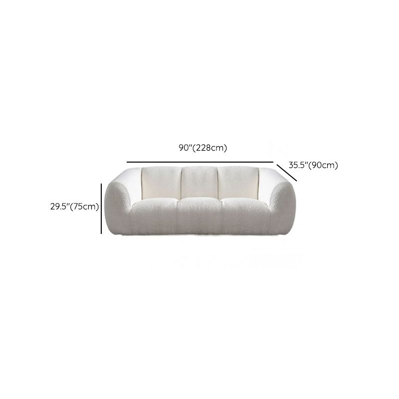 Minimalist Wool Sofa with Chaise in White 29.1" H Fabric Sofa
