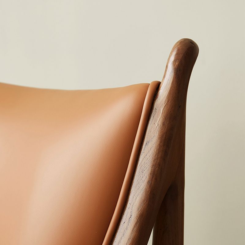 Square Arms Side Chair Genuine Leather Lounge Chair for Living Room