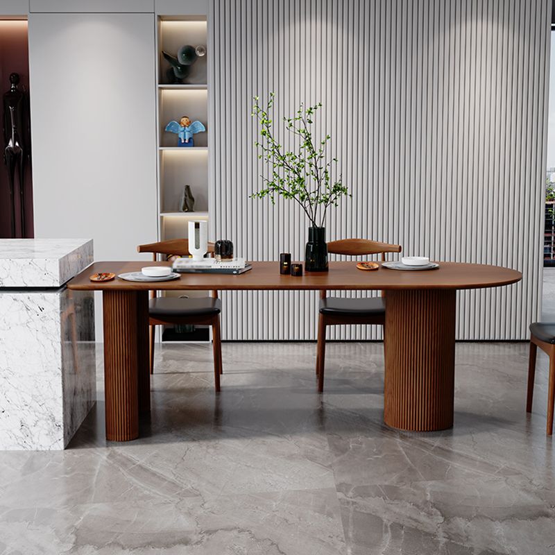 Solid Wood Contemporary Free Form Dining Table Wood Top Table for Home