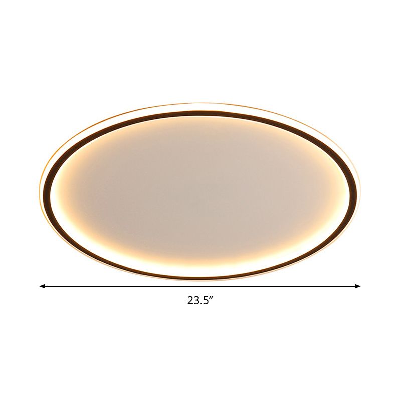 Nordic Style Disc LED Ceiling Lighting 16"/19.5"/23.5" Wide Aluminum Black Flush Lamp in Warm/White Light/Remote Control Stepless Dimming