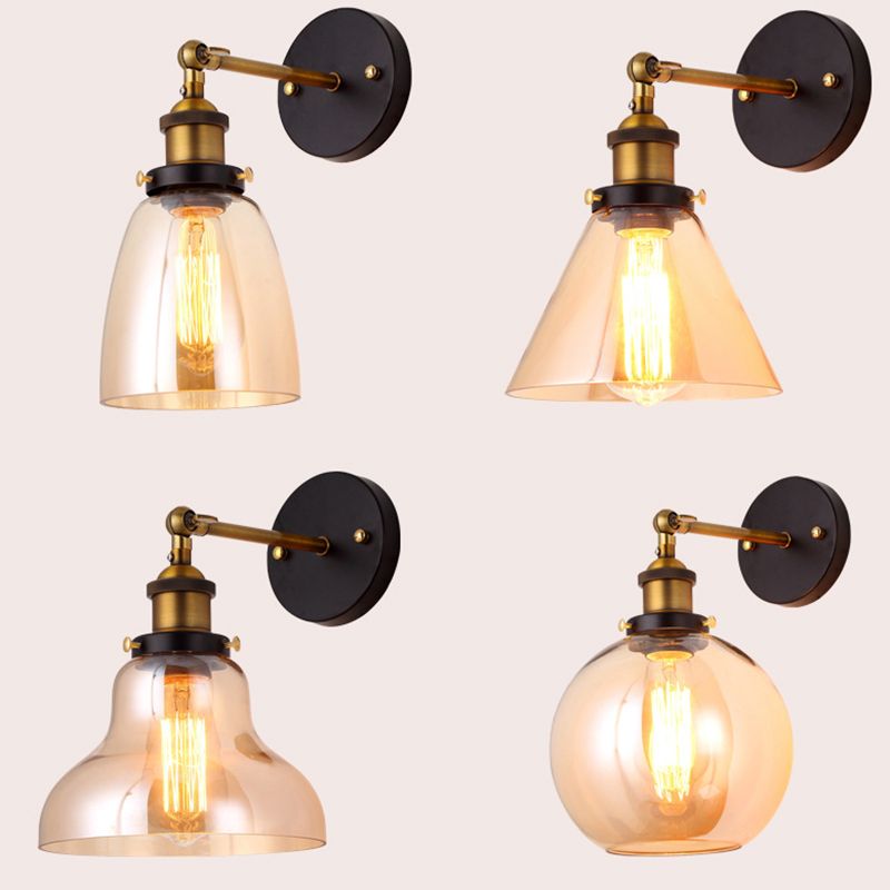 Armed Wall Light Sconce Modern Minimalist Style Glass 1 Light Sconces