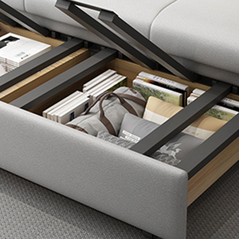 Light Gray Sleeper Sofa Faux leather Sofa Bed with Detachable Mattress