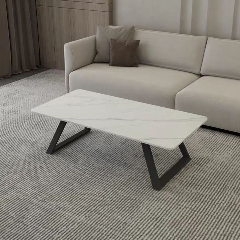 17.7"Tall Sled Metal Base Rectangular Slate Table Top Coffee Table