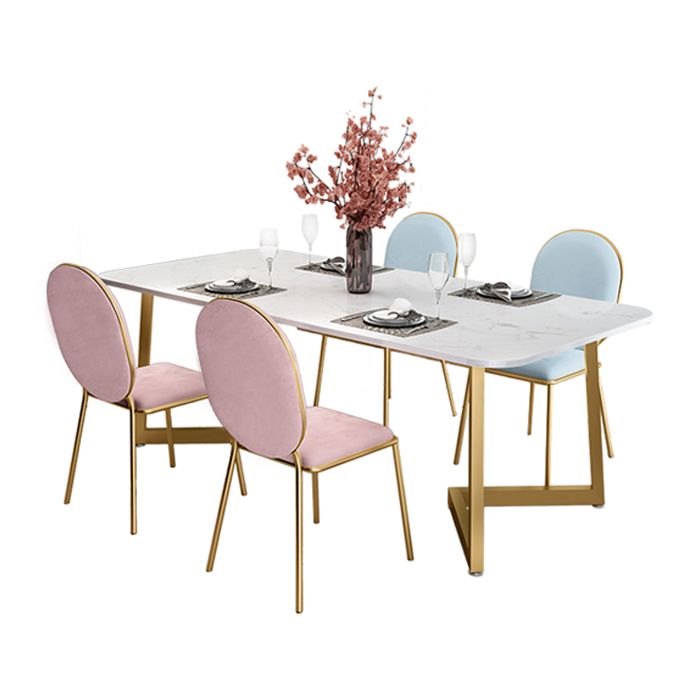 Rectangle Stone Dining Table Traditional Luxury Dinette Table for Home