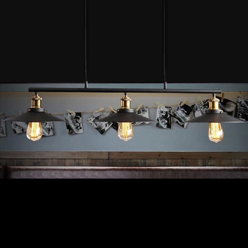 Metal 3 Lights Island Pendant Lighting Pulley Industrial Island Light Fixtures for Dining Room