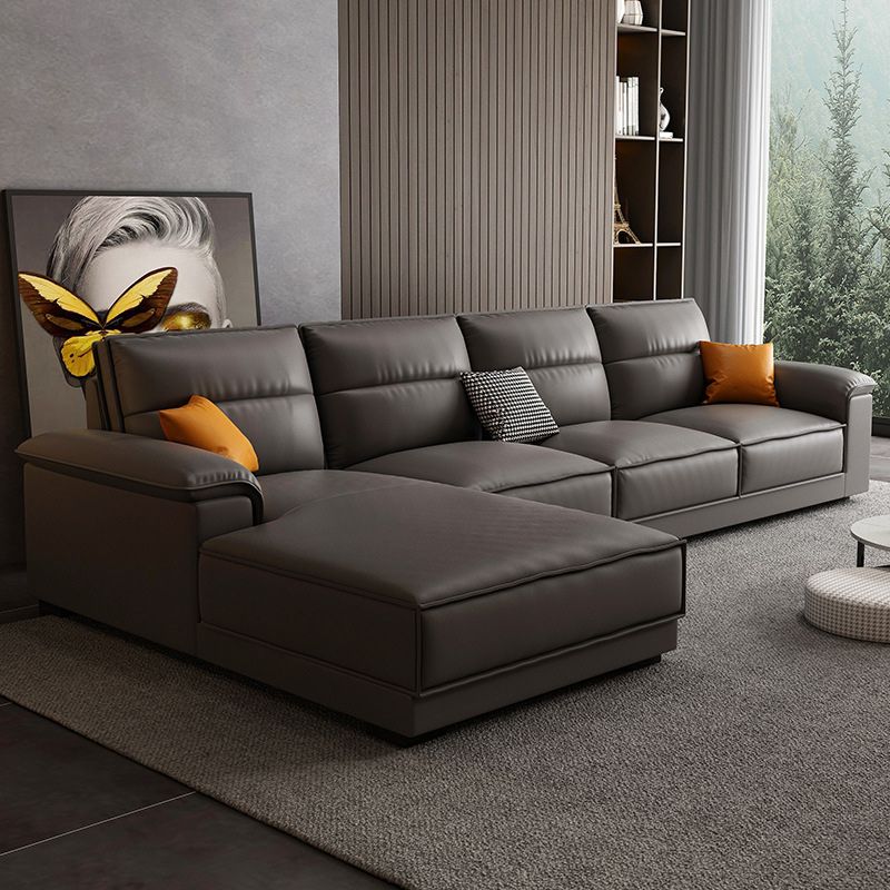 70.87" Faux Leather Pillow Top Arm Sectionals - Grey Sectional Couch