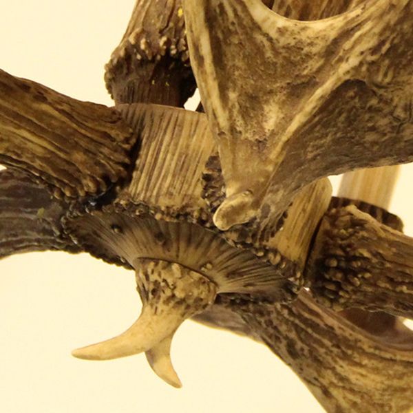 Rustic Faux Antler Ceiling Chandelier 5 Heads Resin Hanging Pendant Light in Brown for Living Room