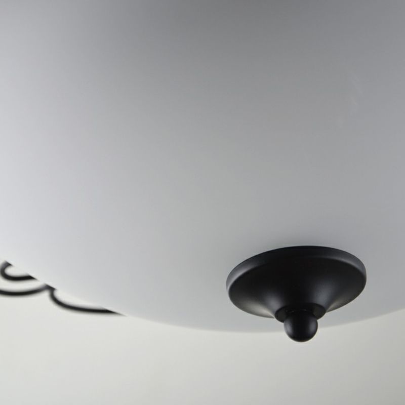 Black Dome Flush Mount Traditional Opal Glass 3 Heads Living Room Flushmount Ceiling Light with Swirled Decor