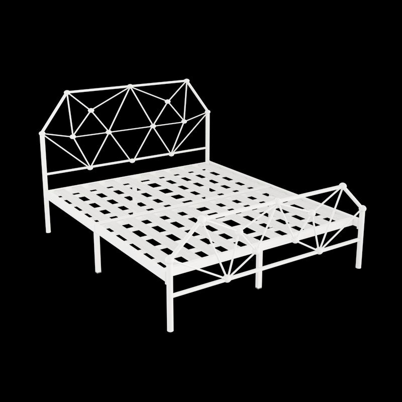 Modern Open-Frame Bed with Beveled Headboard and Iron Legs Bed