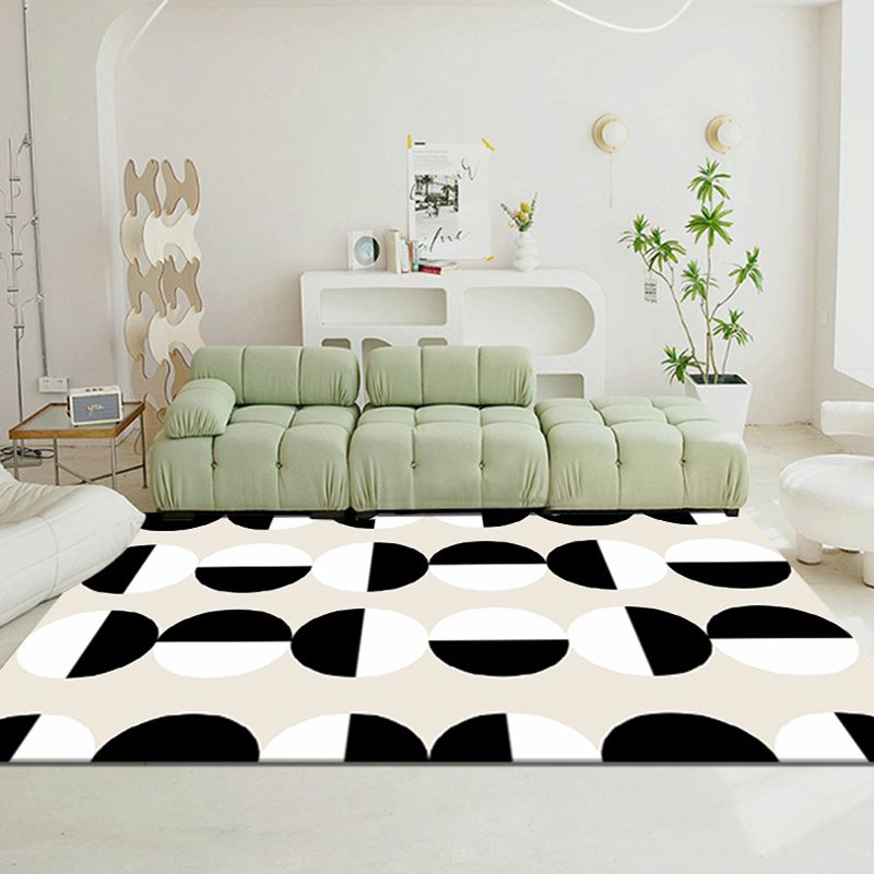 Minimalist Area Rug Simple Living Room Carpet Polyester Rug with Non-Slip Backing