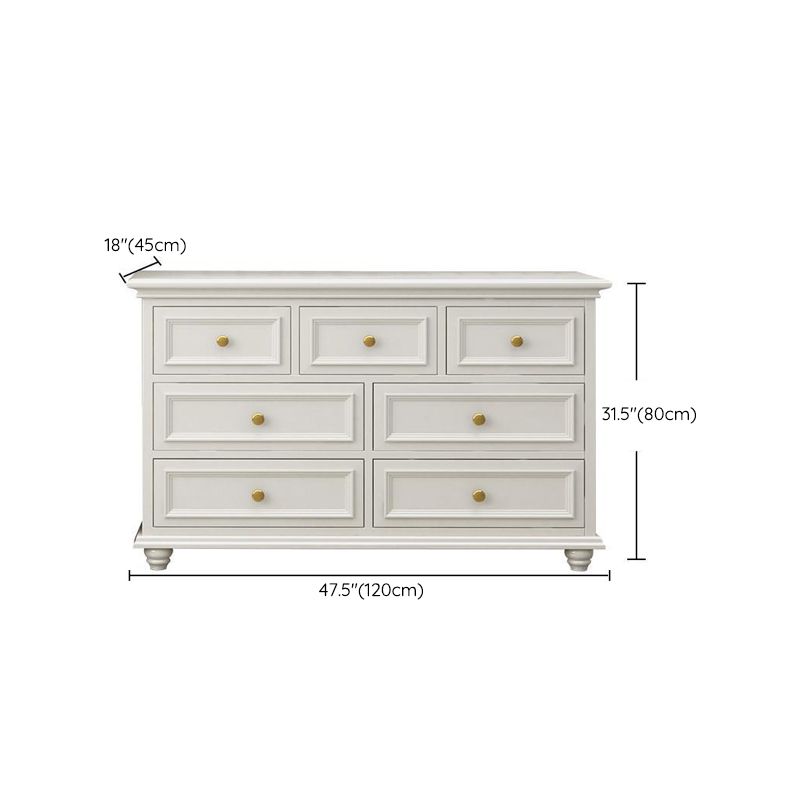 Glam Solid Wood Storage Chest Bedroom White Chest with Drawers