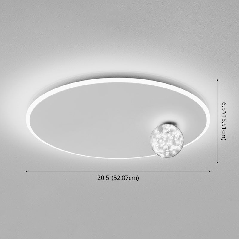 White Minimalism Clear Glass Flush Light Fixtures Flush Mount for Bedroom