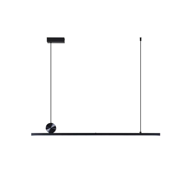 1-Light Linear Island Lighting Fixtures Black Modern Style Aluminum Hanging Lamps