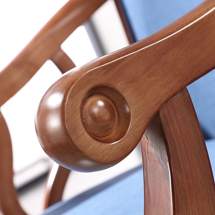 Silla de comedor de madera tradicional, silla de comedor de tela de lino para uso en restaurantes