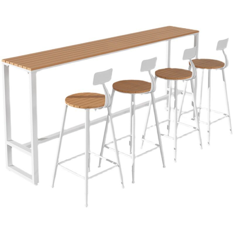 Contemporary Rectangle Bar Table Wood Bistro Bar Desk with Trestle Base