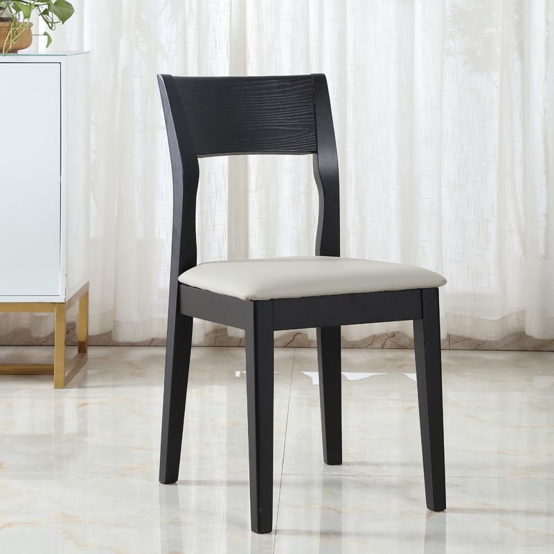 Chaise de salle à manger contemporaine, chaise latérale ouverte de 16 pouces de large avec 4 pieds en bois noir pour un usage domestique