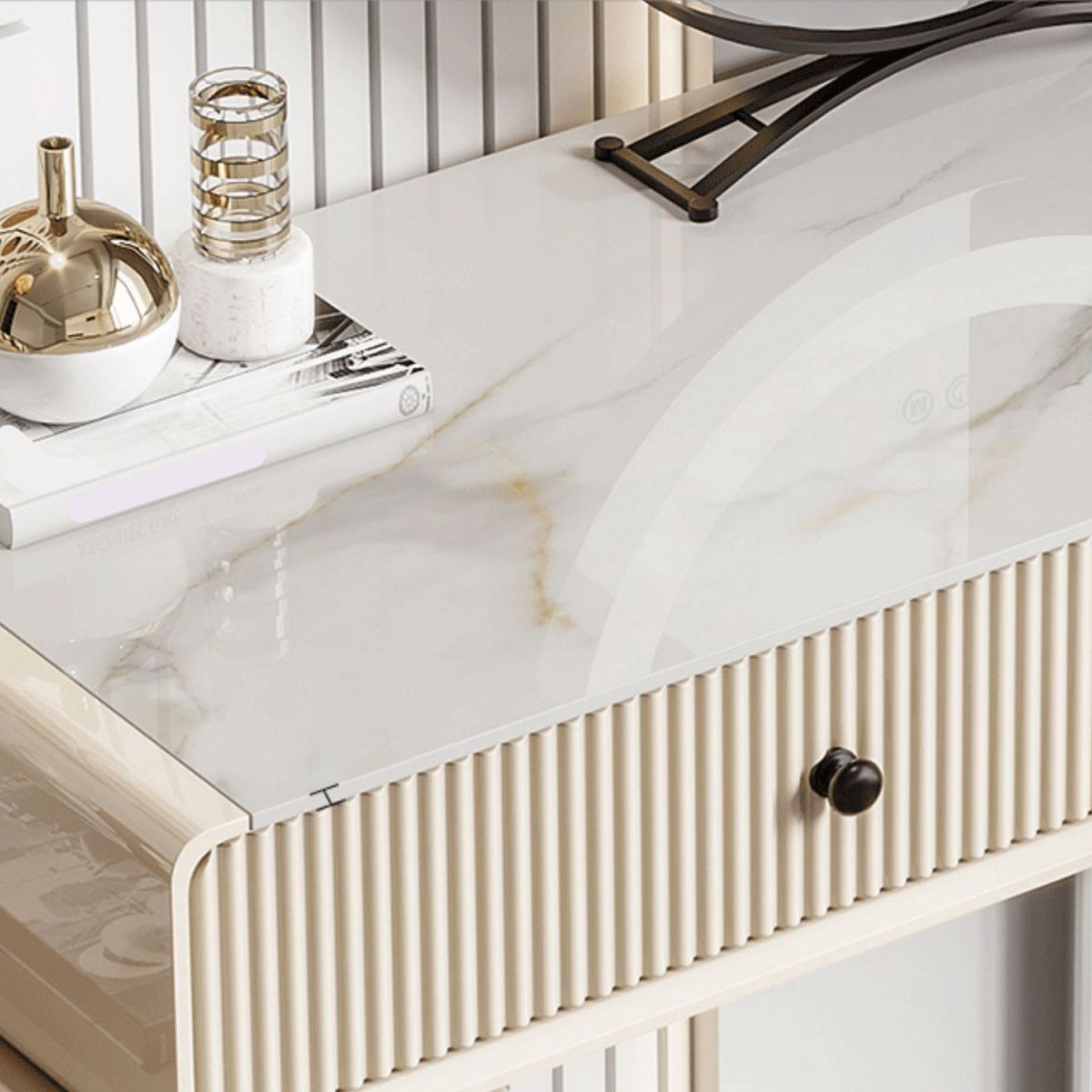 5 Wood Drawers Makeup Table Desk Vanity Stone Top Vanity Table