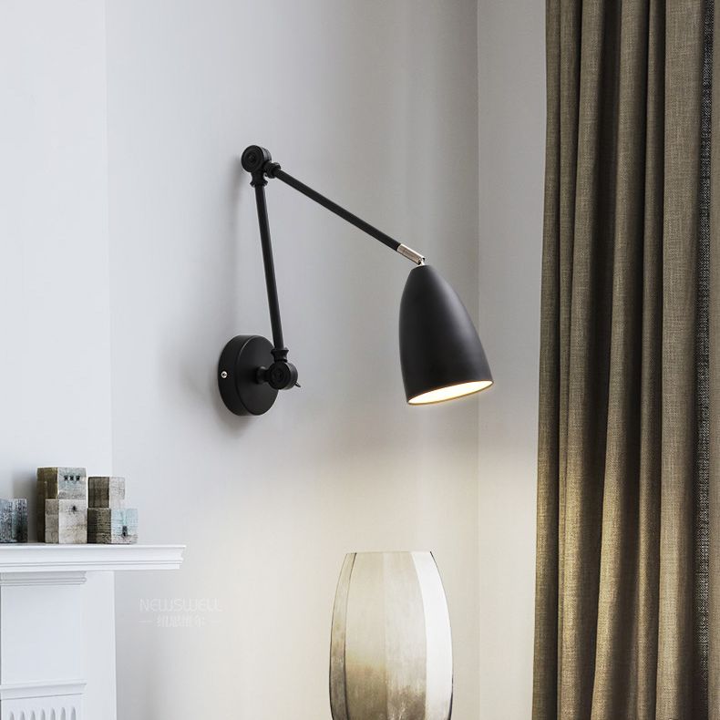 Wrought Iron Wall Lamp in Modern Style Cone 1-Light Reading Wall Light for Bedroom