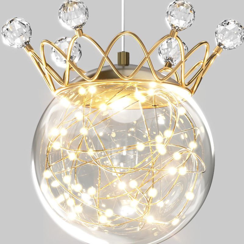 1 Light Spherical Hanging Pendant Modern Style Glass Hanging Lighting for Bedside