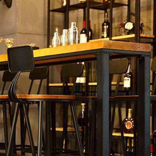 Modern Bar Table Set 1/6/11 Pieces Rectangle Wood Counter Table with High Stools for Bar