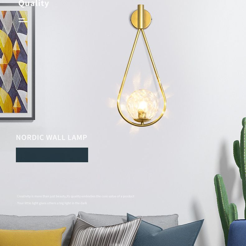 Glass Sphere Wall Sconce Modern Minimalism 1 Light Living Room Suspender Wall Lighting